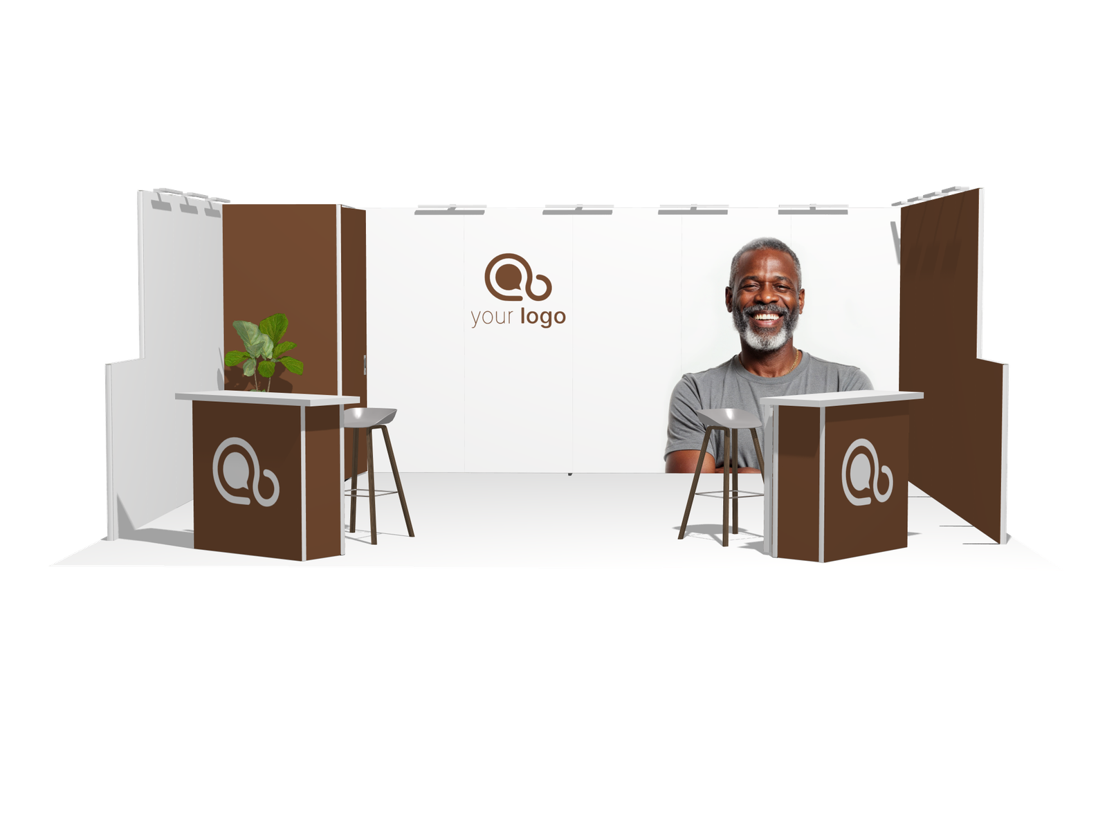 Classic U-res-2count 20x20 Turnkey Booth Solution