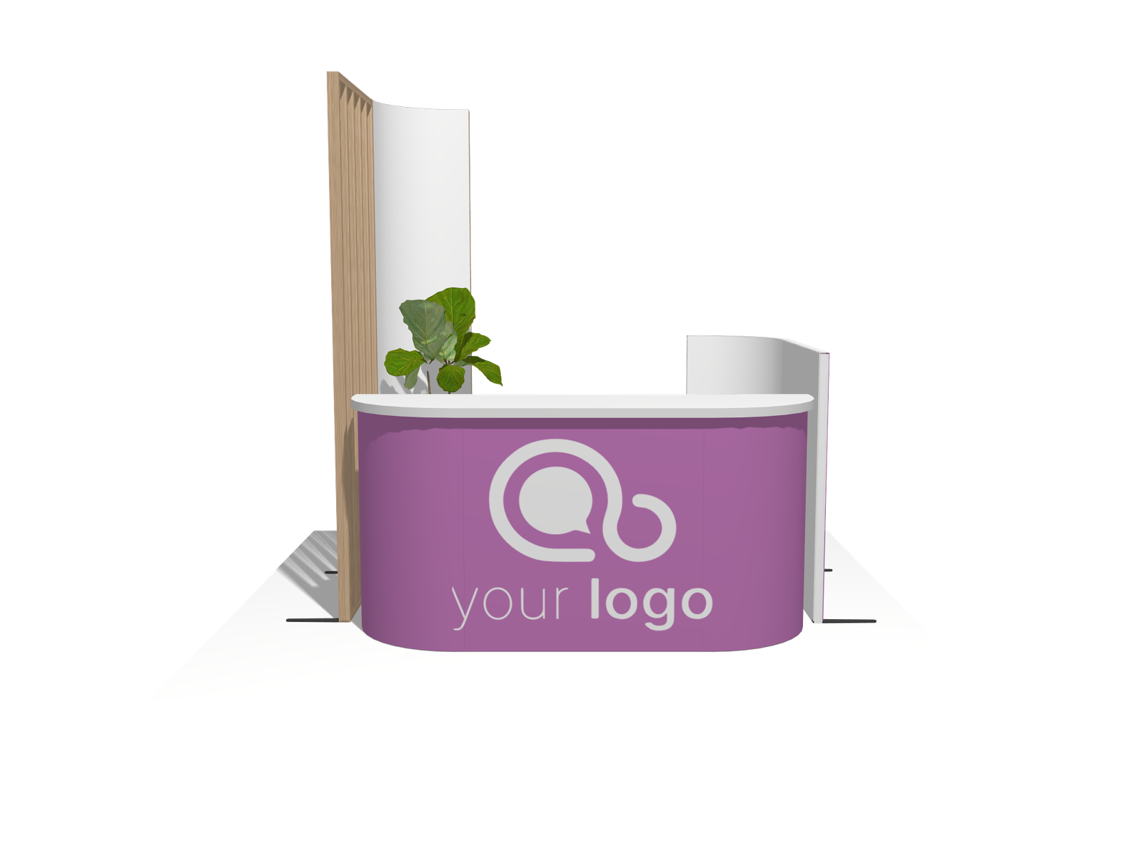 Counter12 curved-L box Hybrid Booth Exhibit Rental Solution