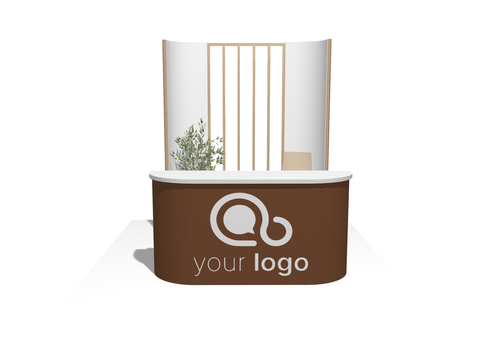 Counter11 curved-L box Hybrid Booth Exhibit Rental Solution