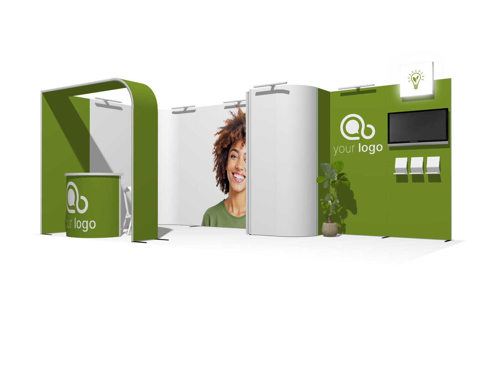 Curved Frame L acc-Div 20x10 High-Value Trade Show Booth - Image 2