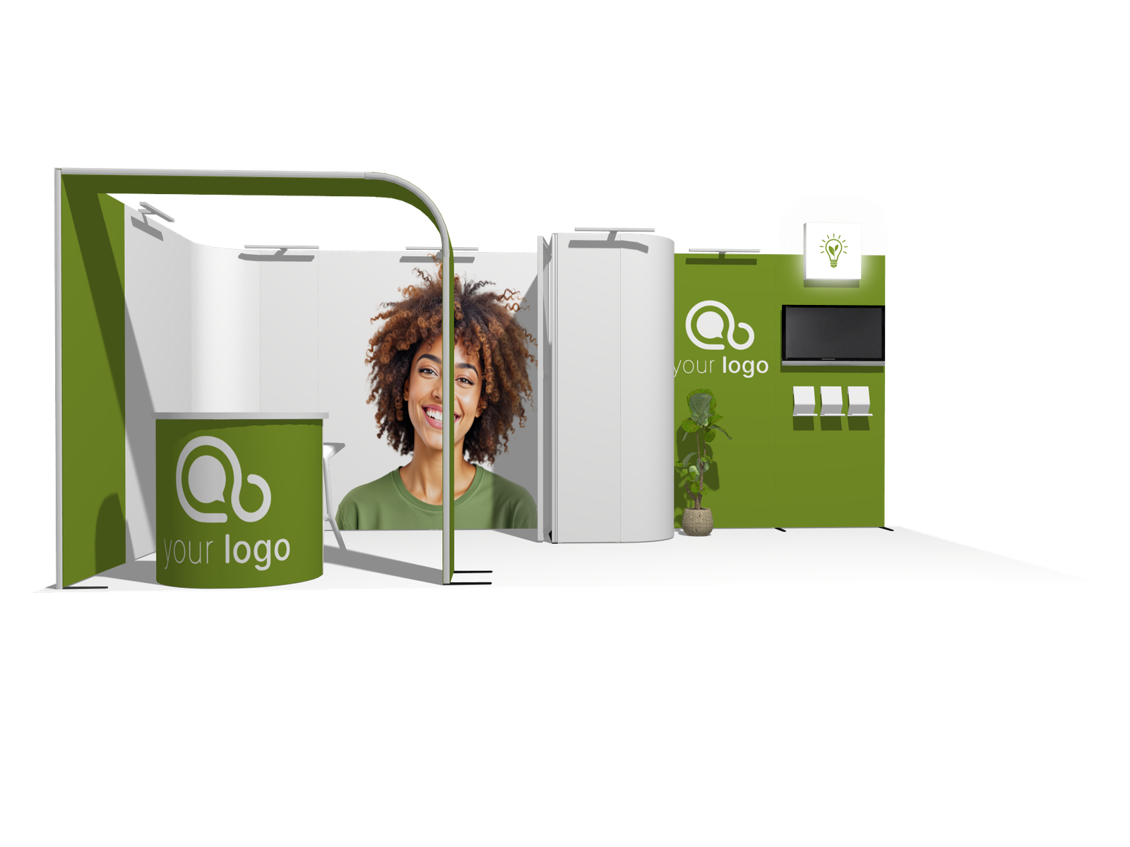 Curved Frame L acc-Div 20x10 High-Value Trade Show Booth