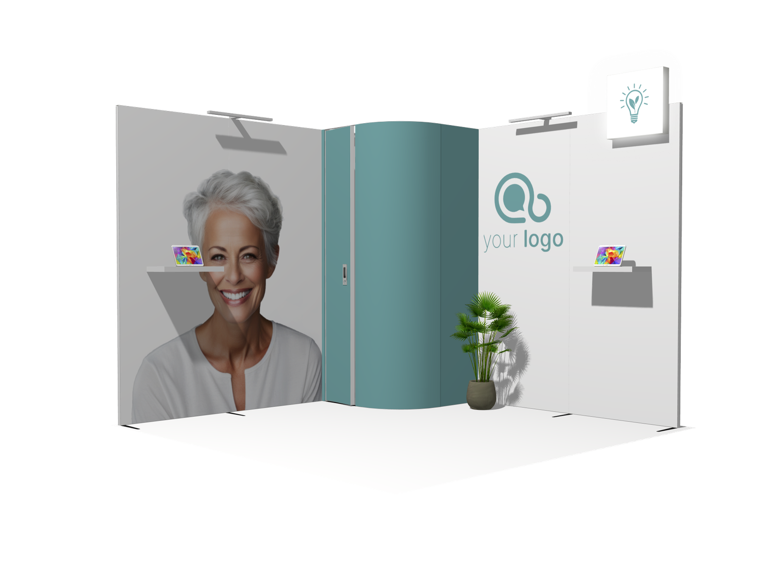 Curved Frame L acc-Div 10x10 High-Value Trade Show Booth - Image 2