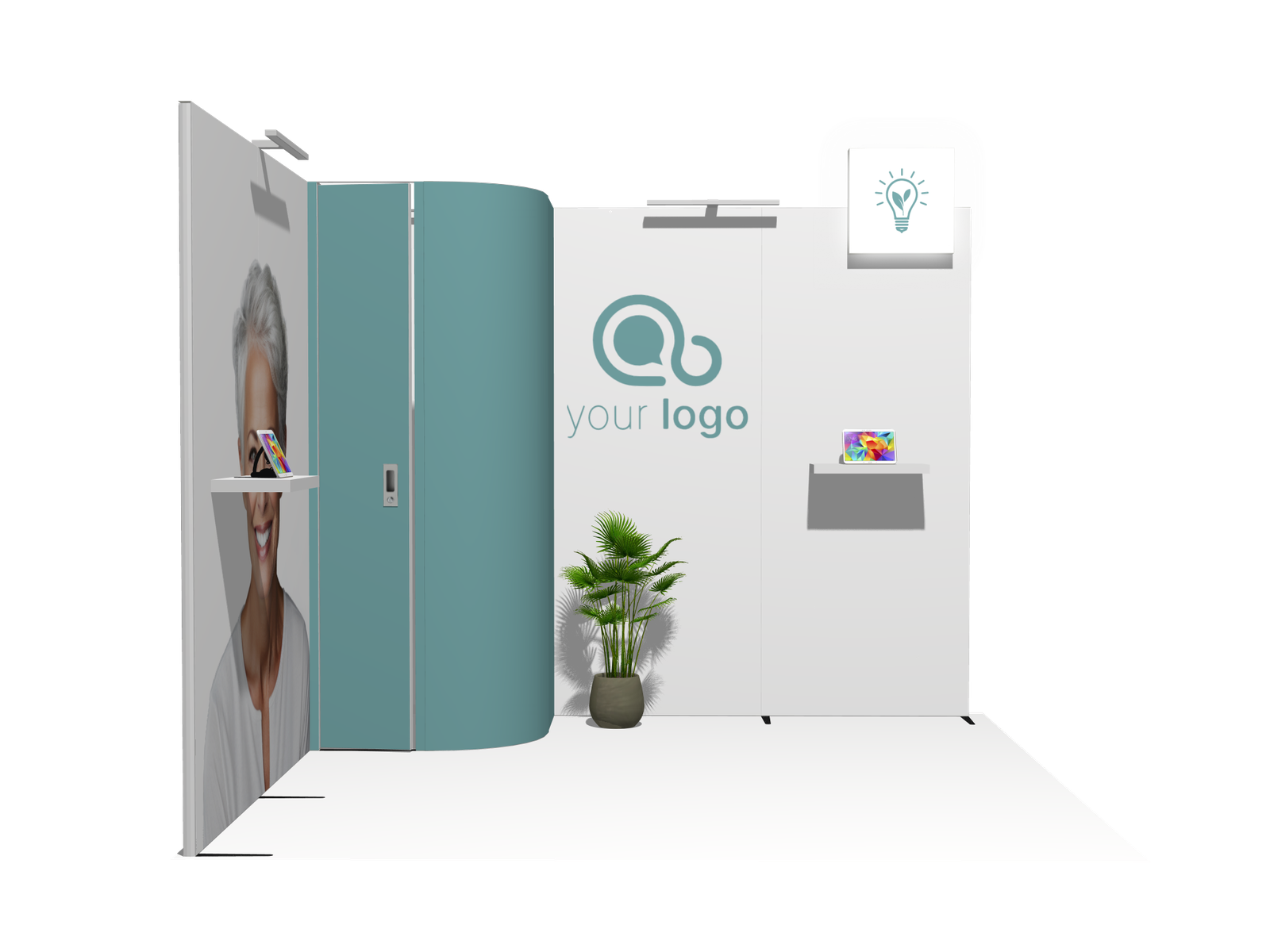 Curved Frame L acc-Div 10x10 High-Value Trade Show Booth