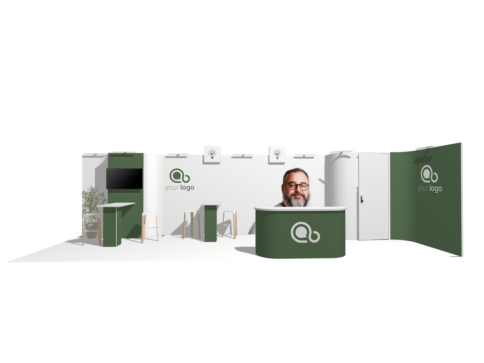 Curved Frame L acc-Div 30x10 High-Value Trade Show Booth