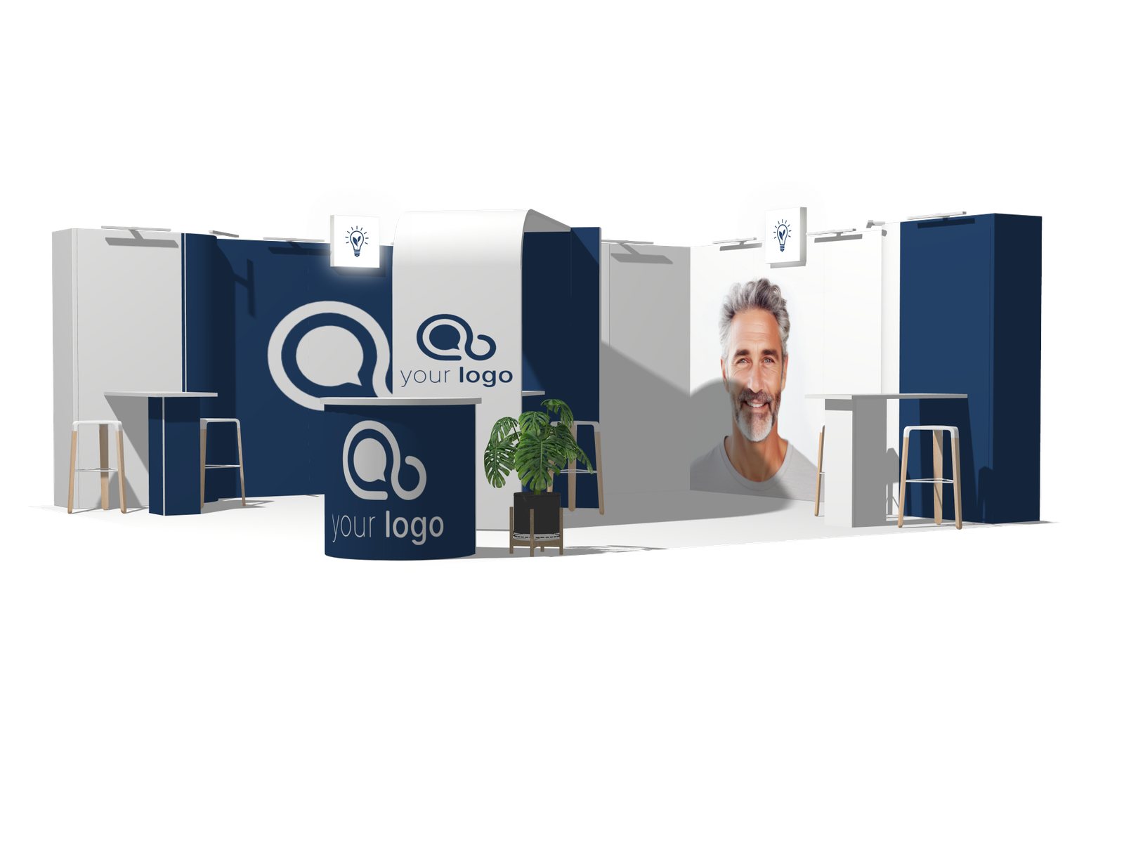 Curved Frame L acc-Div 20x20 High-Value Trade Show Booth - Image 2