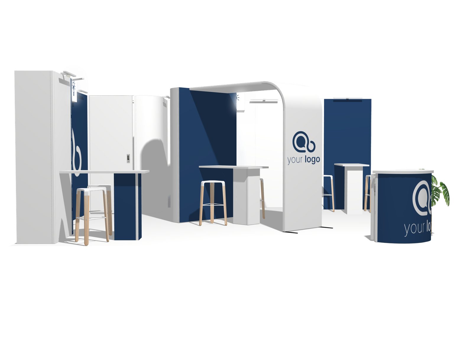 Curved Frame L acc-Div 20x20 High-Value Trade Show Booth