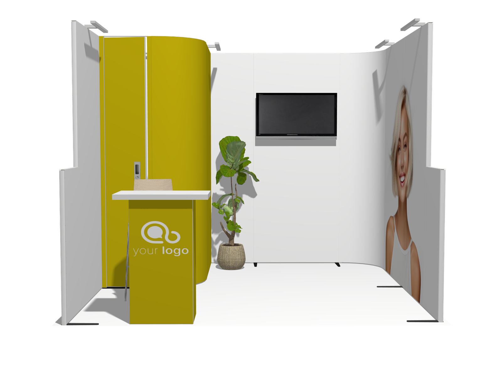 Curved Frame U acc-Div 10x10 High-Value Trade Show Booth