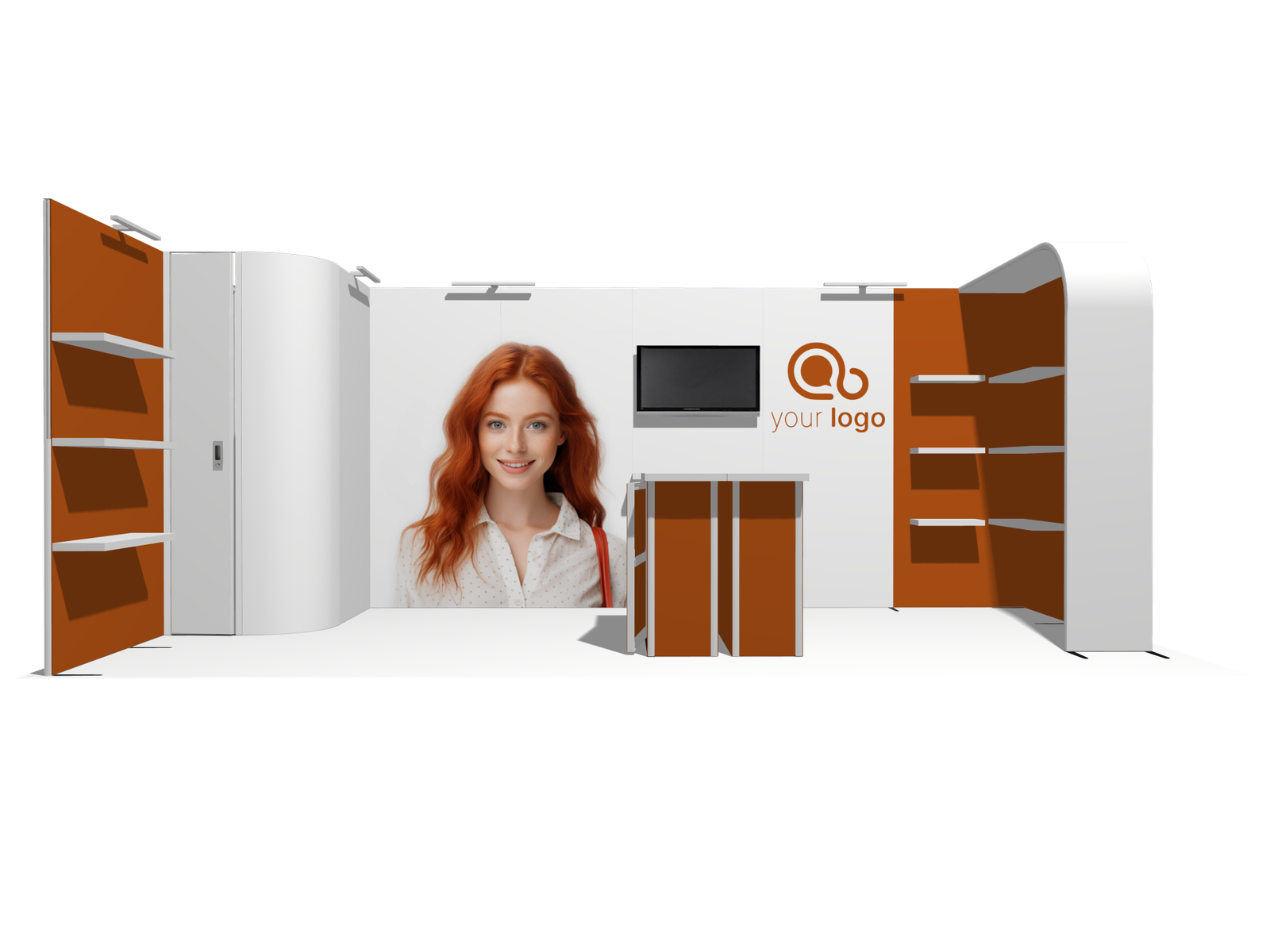 Curved Frame U acc-Div 20x10 High-Value Trade Show Booth