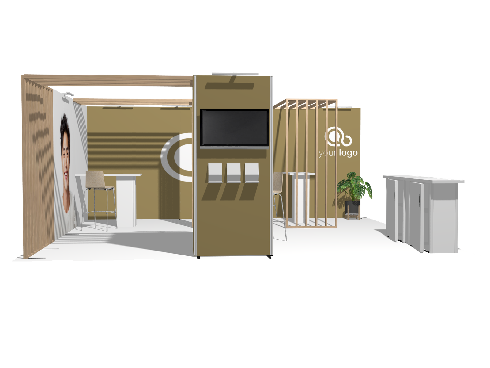 Hybrid Booth L-res-acc-div 20x20 Pro-Level Booth Design