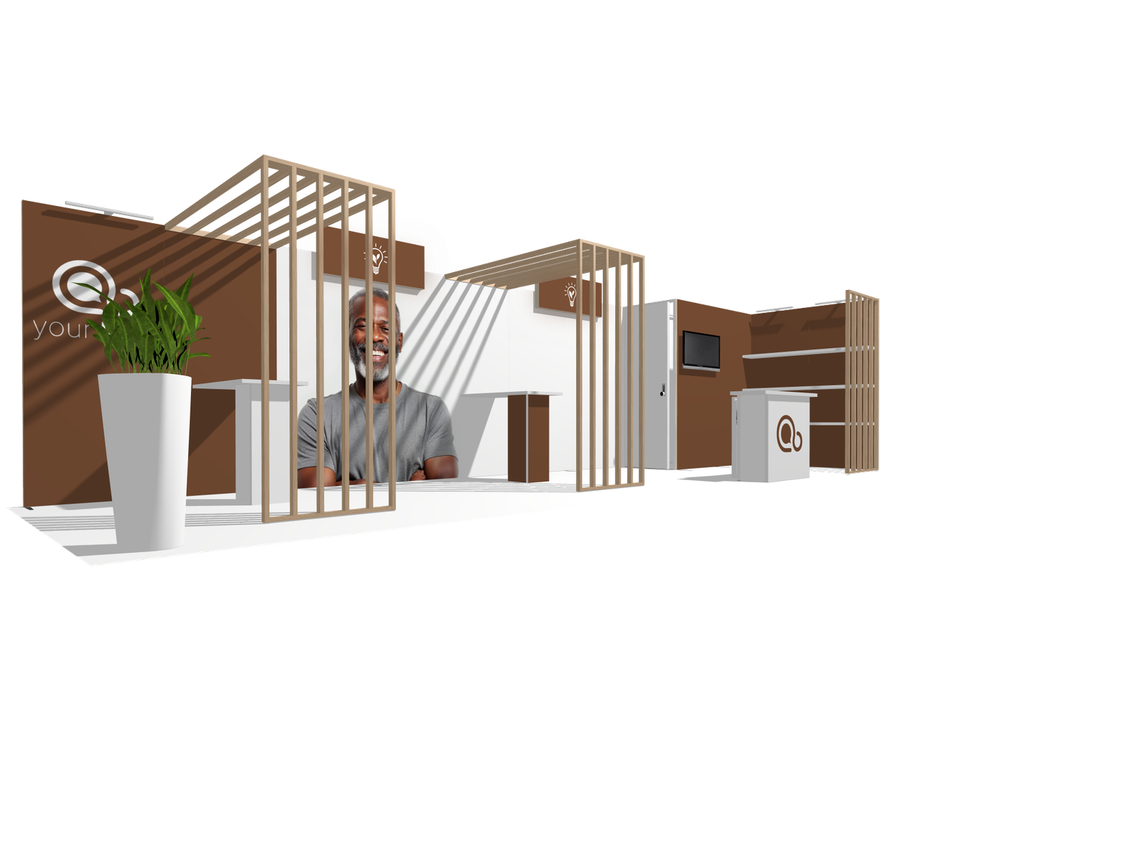 Hybrid Booth L-res-acc-div 30x10 Affordable Rental Booth - Image 2