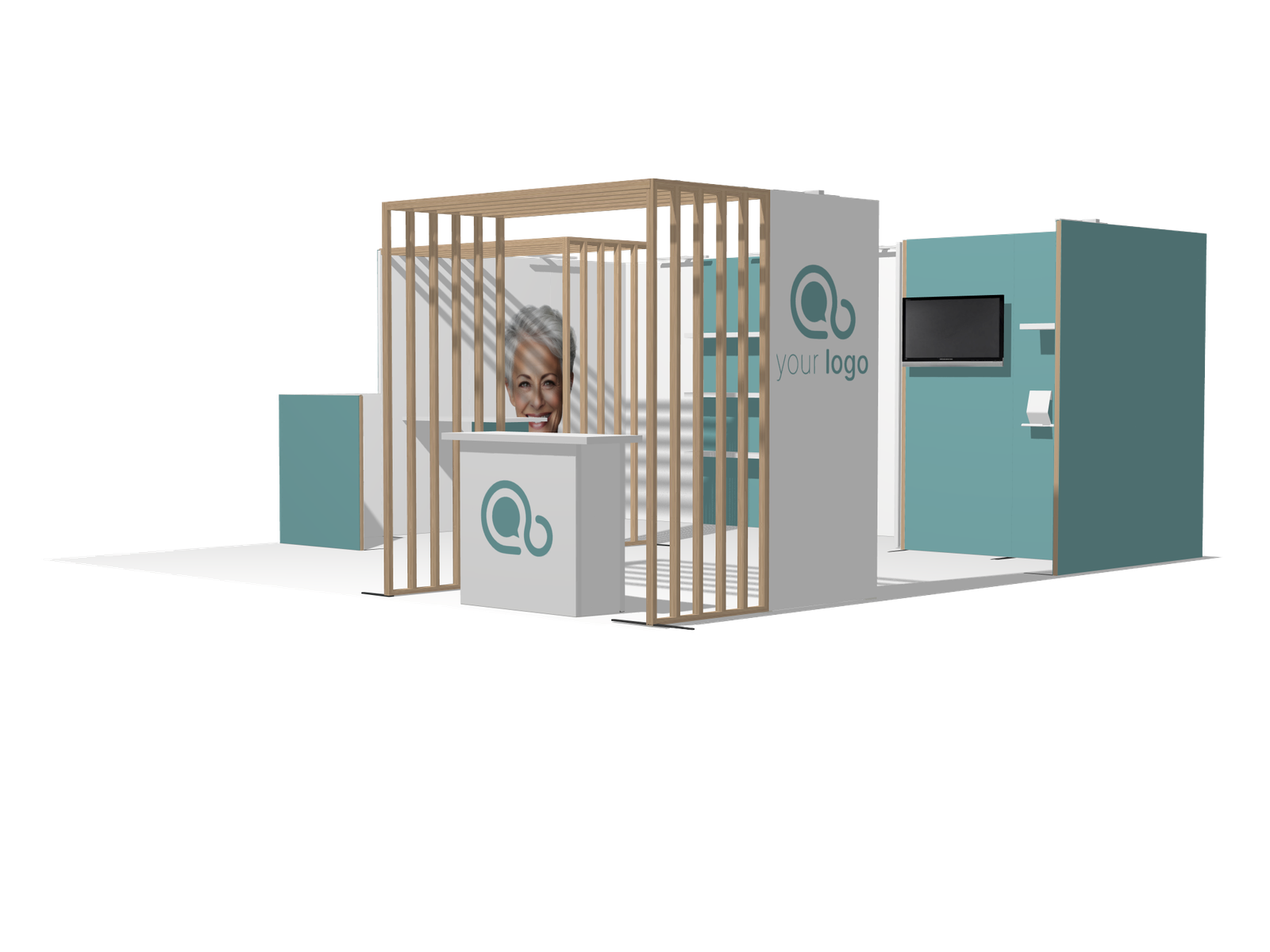 Hybrid Booth U-res-acc-div 20x20 Affordable Rental Booth - Image 2