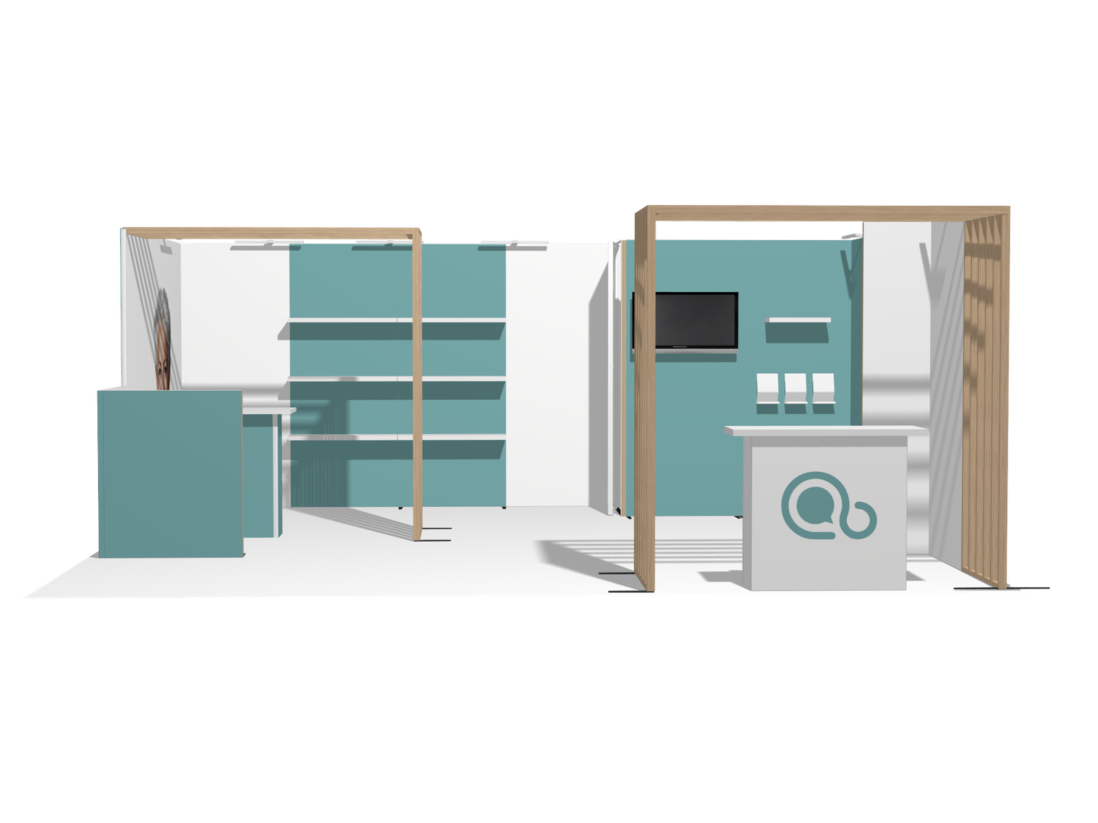 Hybrid Booth U-res-acc-div 20x20 Affordable Rental Booth