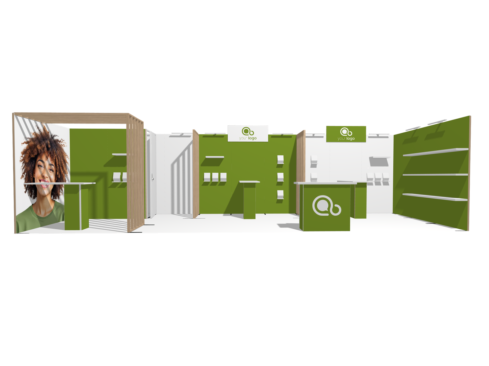 Hybrid Booth U-res-acc-div 30x10 Affordable Rental Booth